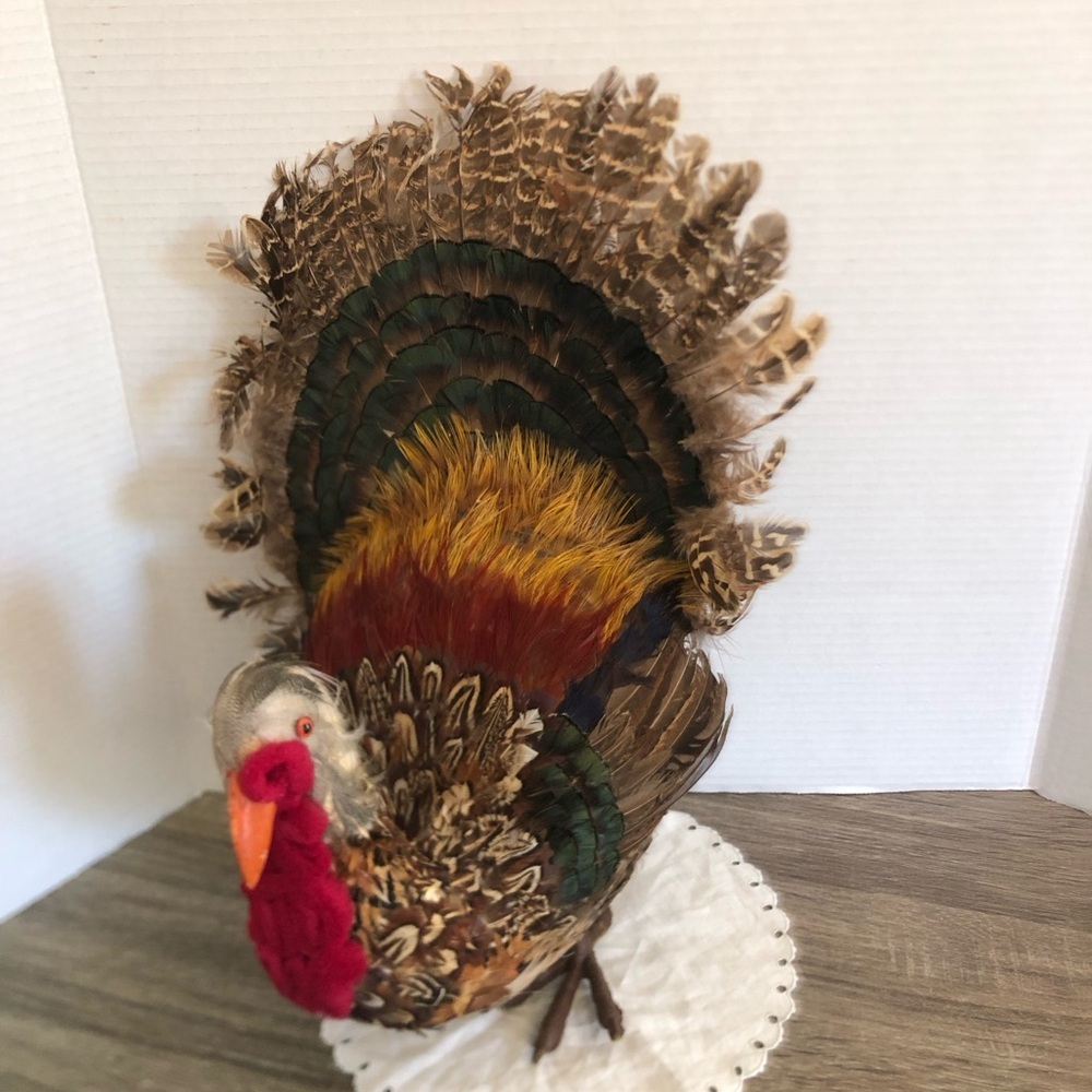 Vtg Large Feather Turkey Decoration
